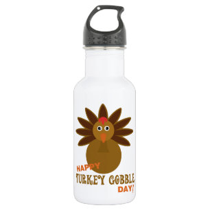 Happy Turkey Gobble Day Thanksgiving Stainless Steel Water Bottle
