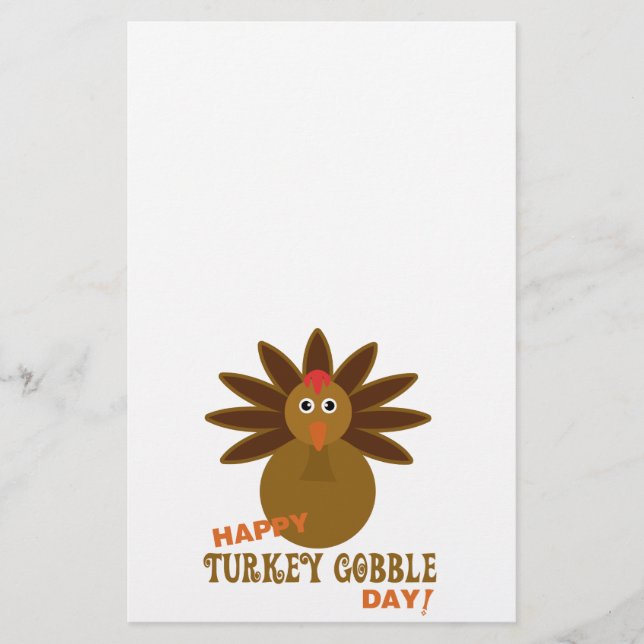 Happy Turkey Gobble Day Thanksgiving Stationery (Front)
