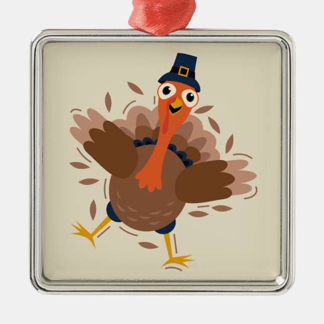 Happy Turkey Metal Ornament (Front)