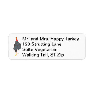 Happy Turkey Pointillism Painting Address Label