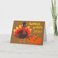 Happy Turkey & Pumpkins - Greeting Card