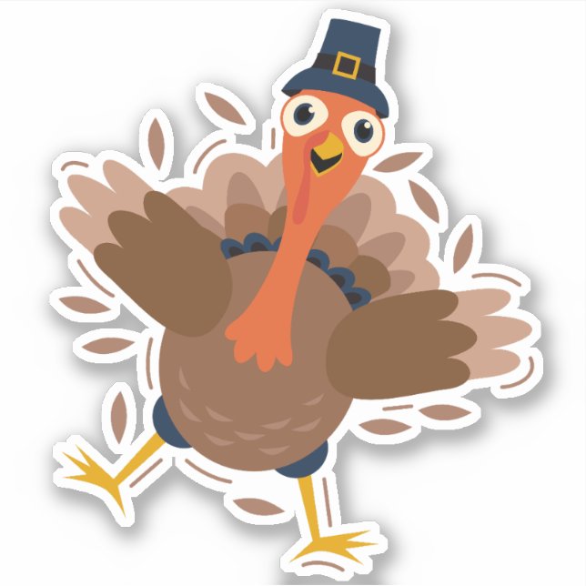 Happy Turkey Sticker (Front)