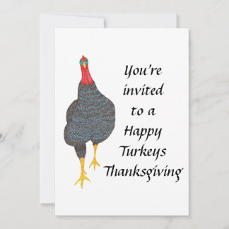 Happy Turkeys Vegetarian Vegan Thanksgiving Invite