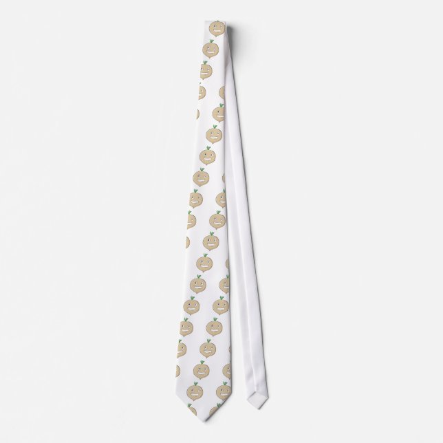 Happy Turnip Vegetable Smiling Tie (Front)