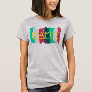 Happy Turquoise Pink Stripes Funky T-Shirt
