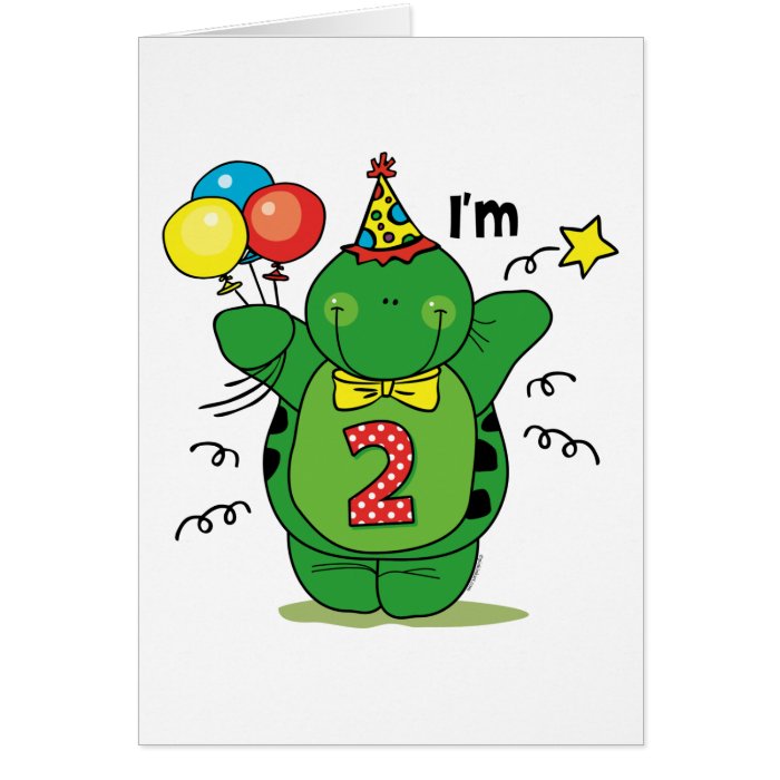 Happy Turtle 2nd Birthday Greeting Cards