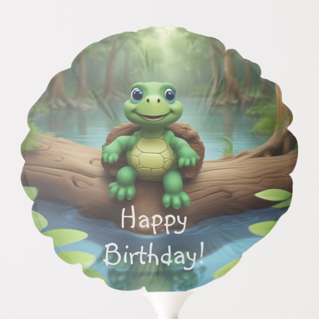 Happy Turtle Birthday Balloon (Front)