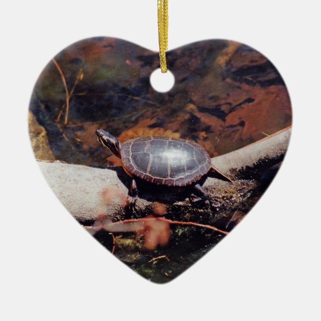 Happy Turtle Ceramic Ornament (Front)