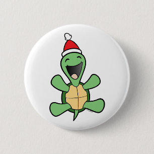 Happy Turtle Christmas Button