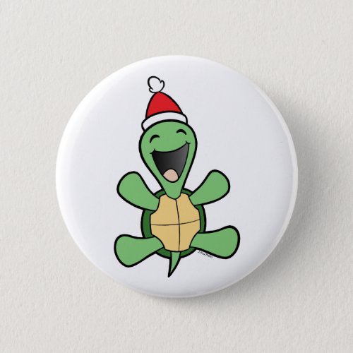 Happy Turtle Christmas Button