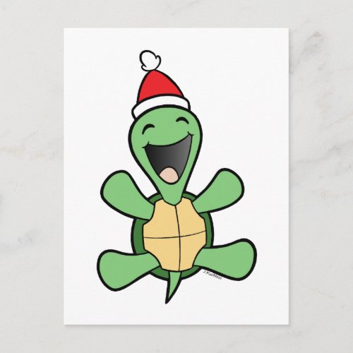 Happy Turtle Christmas Holiday Postcard