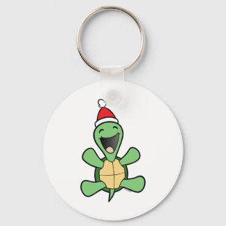 Happy Turtle Christmas Keychain