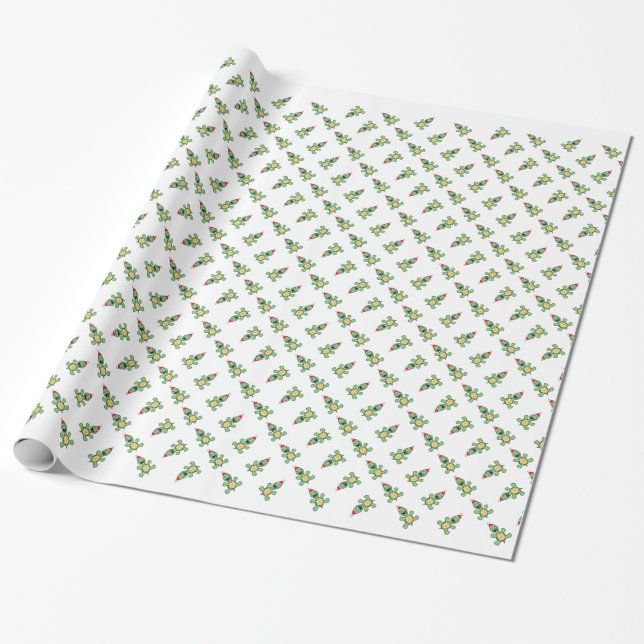 Happy Turtle Christmas Wrapping Paper (Unrolled)