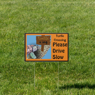 happy turtle crossing sign