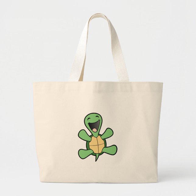 Happy Turtle Large Tote Bag (Front)