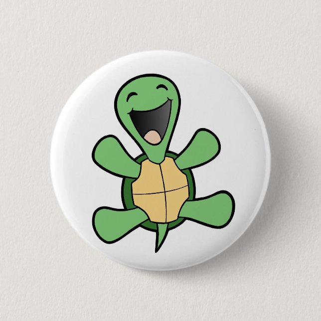 Happy Turtle Pinback Button (Front)