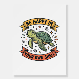 Happy Turtle Quote Vintage Engraving Design_1 Foam Board