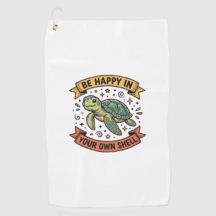 Happy Turtle Quote Vintage Engraving Design_1 Golf Towel