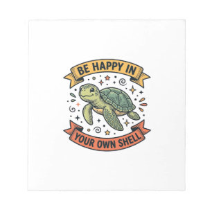 Happy Turtle Quote Vintage Engraving Design_1 Notepad