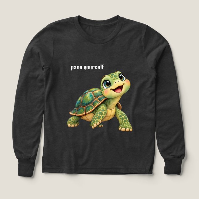 Happy Turtle with Editable Text Tri-Blend Shirts (Design Front)