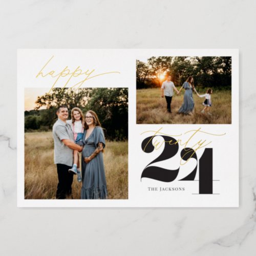 Happy twenty twenty four new year foil holiday card