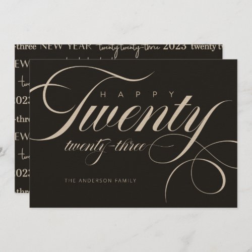 Happy Twenty Twenty Three Black Kraft Holiday Card