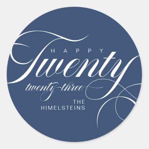 Happy Twenty Twenty Three Blue White Hanukkah Classic Round Sticker