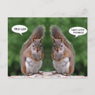 Happy Twins Day, Red Squirrel Humor, Cute and Pers Postcard