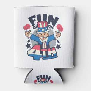 Happy Uncle Sam 4th of July Day Can Cooler
