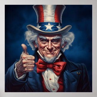 Happy Uncle Sam with Thumbs Up Poster