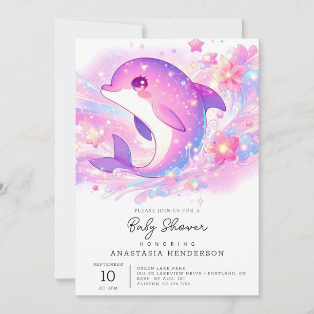Happy Under the Sea Dolphin Baby Shower Invitation (Front)