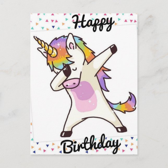 Happy Unicorn Birthday Postcard (Front)