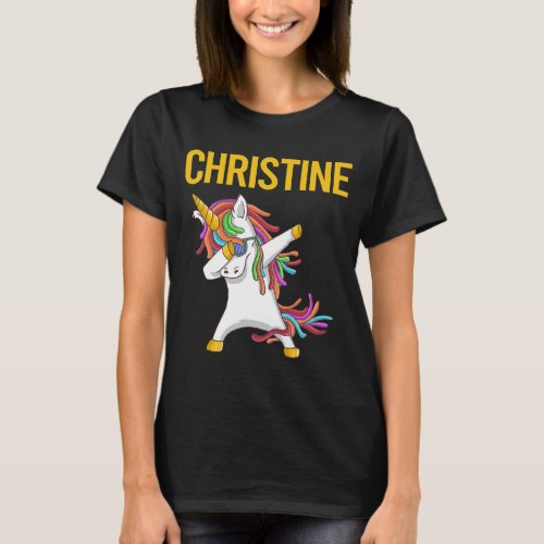 Happy Unicorn _ Christine Name T_Shirt