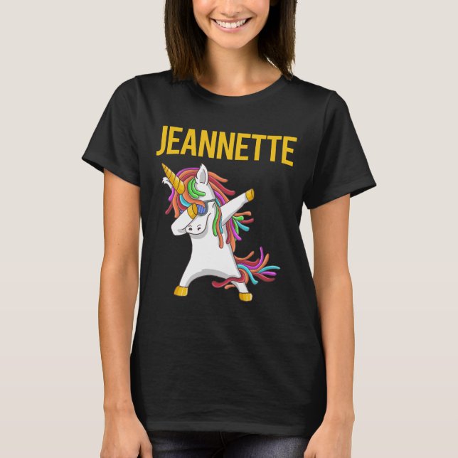 Happy Unicorn - Jeannette Name T-Shirt (Front)