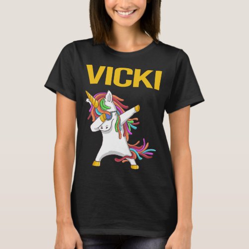 Happy Unicorn _ Vicki Name T_Shirt