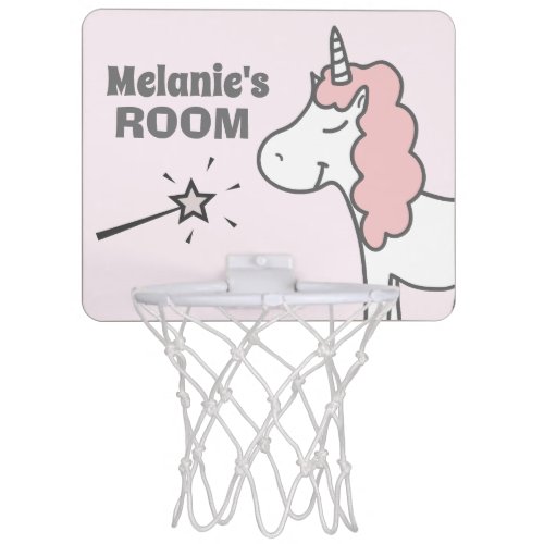 Happy Unicorn with Pink Hair Personalised Girls Mini Basketball Hoop