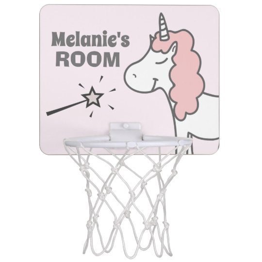 Happy Unicorn With Pink Hair Personalised Girl S Mini Basketball