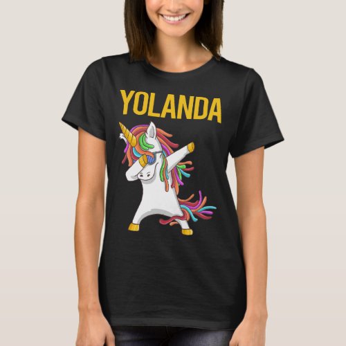 Happy Unicorn _ Yolanda Name T_Shirt