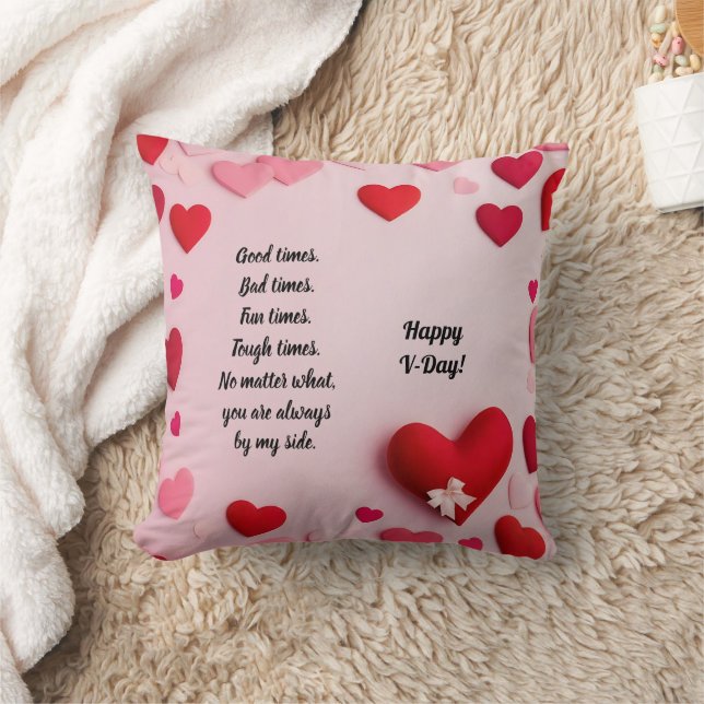 Happy V-Day Throw Pillow (Blanket)