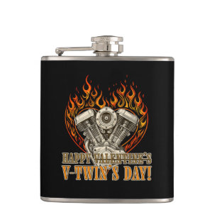 Happy V-Twin’s Day, antivalentine, Chopper Lovers Flask