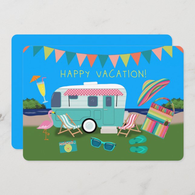 Happy Vacation Cute Camper By the Lake (Front/Back)