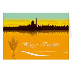 Happy Vaisakhi, Cityscape Silhouette in India Cards