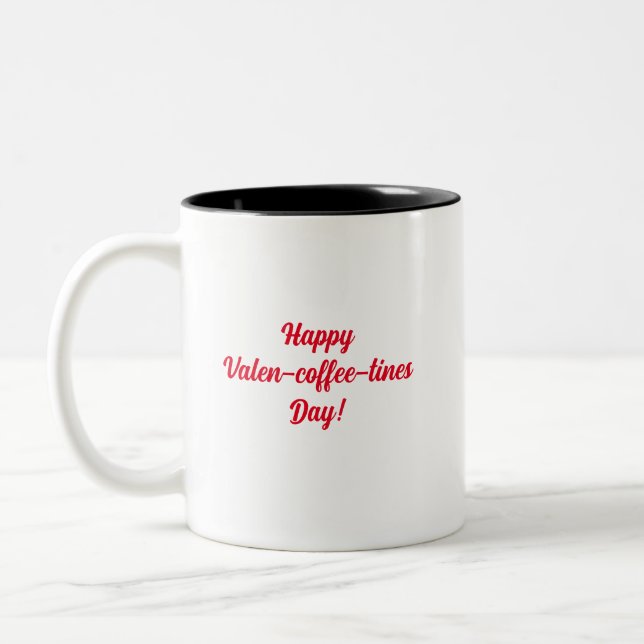 Happy Valen-coffee-tines Day! Two-Tone Coffee Mug (Left)