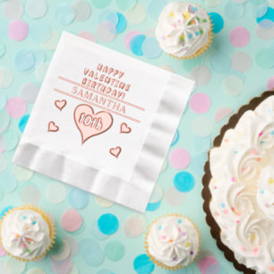 Happy Valentine 10th Birthday Heart Name Foil Napkins