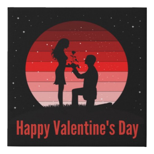 Happy Valentine39s Day  3 Faux Canvas Print