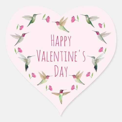 Happy Valentine Annas Hummingbirds Heart Sticker