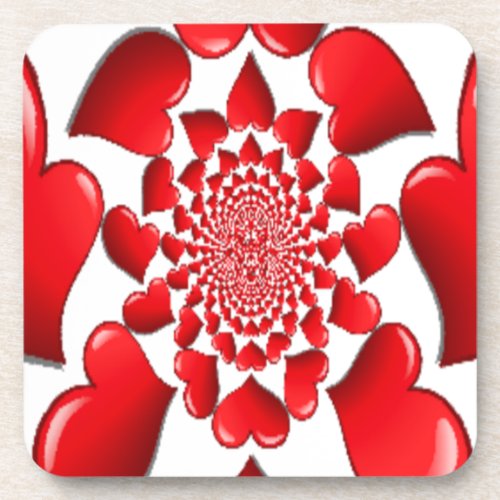 Happy Valentine Big Red Hearts Drink Coaster