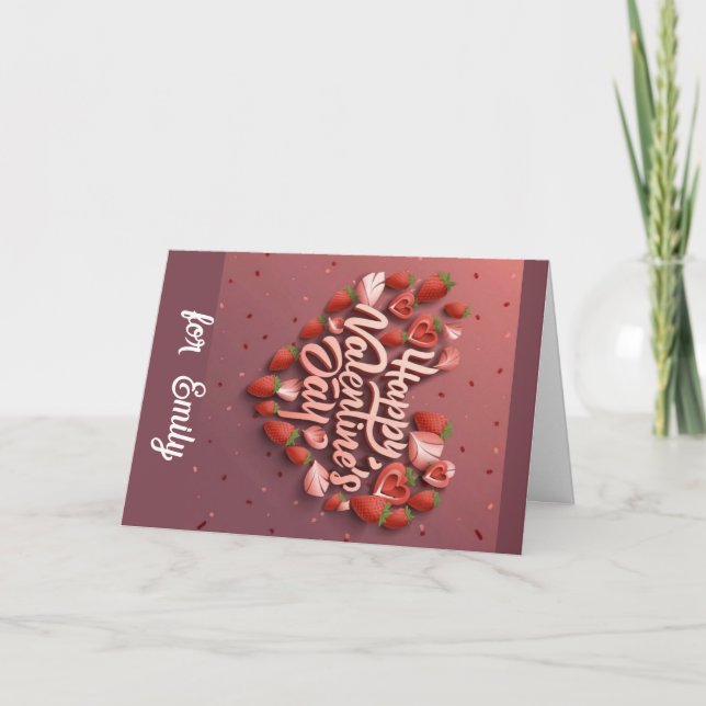 Happy Valentine card pink apple heart love card  (Front)