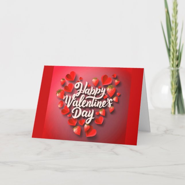 Happy Valentine card strawberry love card  (Front)