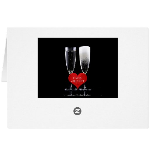 Happy Valentine Champagne Flute Glasses Red Heart (Back Horizontal)